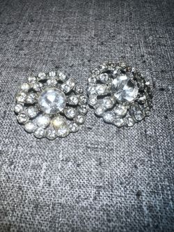 Vintage Clear Rhinestone Buttons – Matching Pair – Silver Tone – Sewing/Crafts