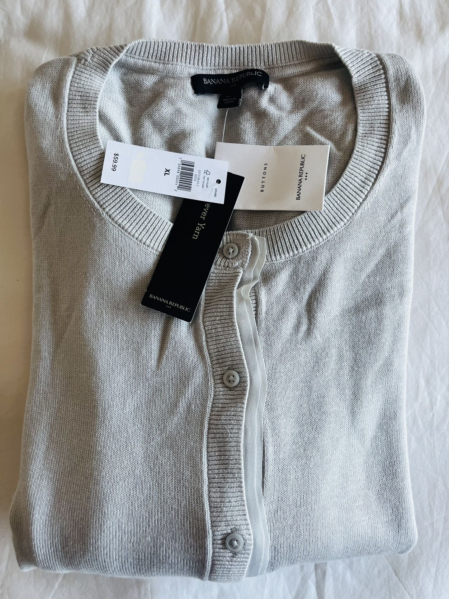 NEW w Tags: Banana Republic Cardigan Light Blue Sweater - Size XL