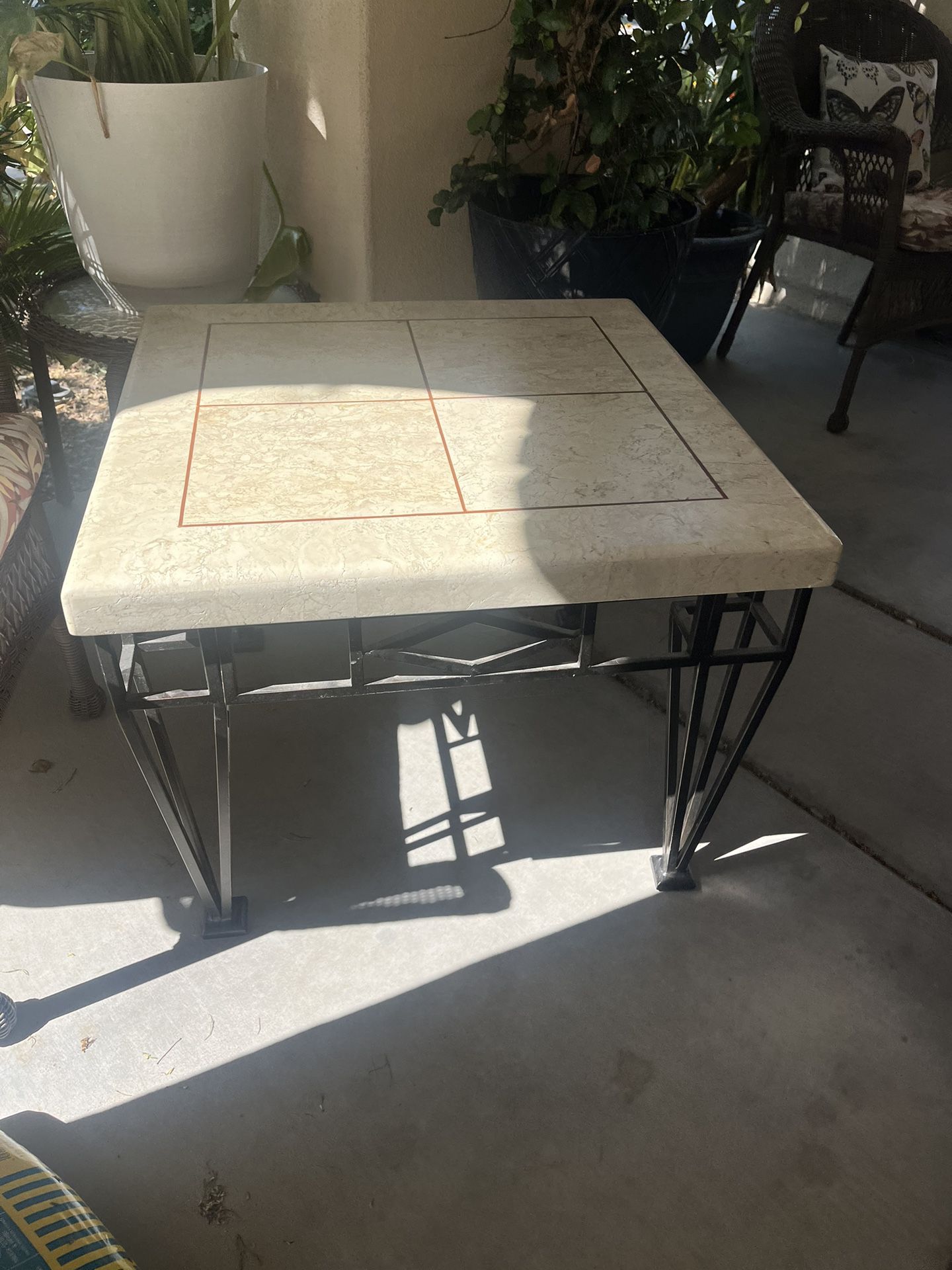 Large Heavy Ceramic Tile Top Patio Table 