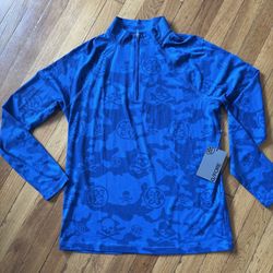 G/Fore Golf Men’s Small 1/4 Zip Pullover Icon Luxe Skull & Camo Pattern Blue New