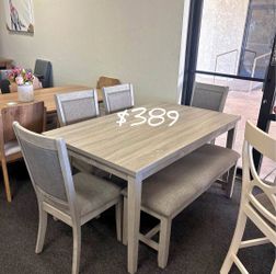 Stylish‼️ 6-Pc Light Gray Dining Table Set