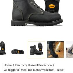 CHINOOK FOOTWEAR SIZE #9 & #13  OIL  RIGGER 6" STEEL TOE ME'S WORK BOOT 