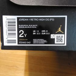 Jordan Retro 1s High Size 2youth