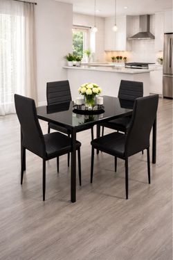 Black 5 Piece Dining Table & Chairs Set