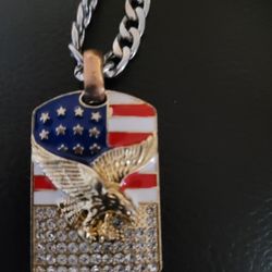 Red What And Blue Necklace With Silver Chain 