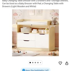 Brand new changing Table With Drawers In Box 