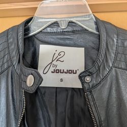 Black Faux Leather Jacket, Size S