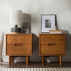 Set Of Carmel Mid Century Modern Style Nightstands 