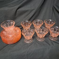 Vintage Hocking Colonial Footed Sherbet Dish and Saucer 