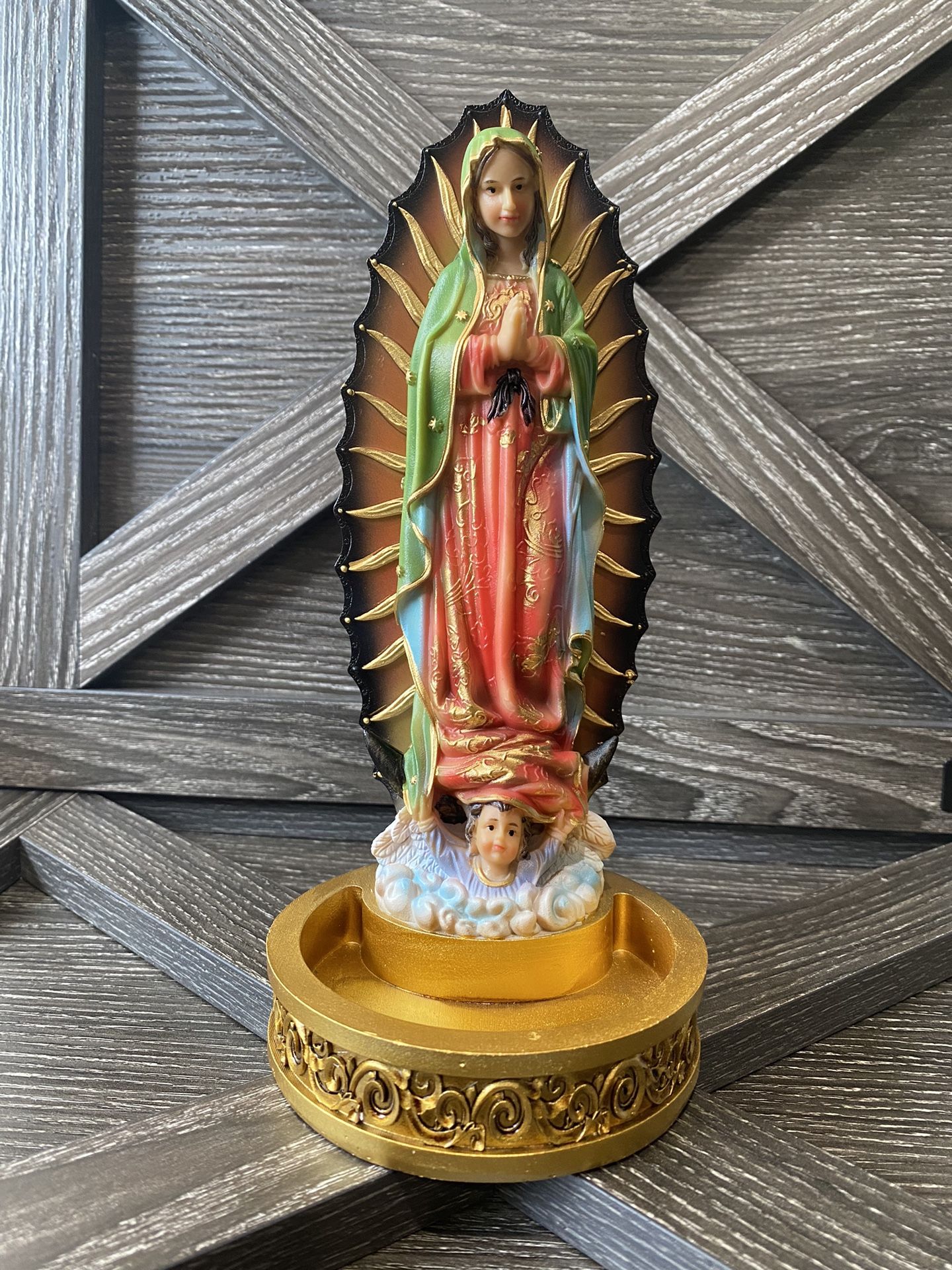 9” Virgin Mary Statue Holy Water Pond Virgen Maria Statua 