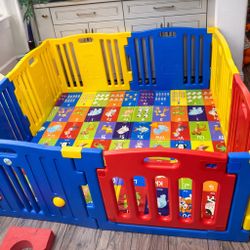 Kidzone Baby Playpen Kids 8 Panel Safety Play Center Yard Home Indoor Outdoor Pen Play Pen Children Activity (Blue)