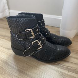 Black Snakeskin Ankle Boots