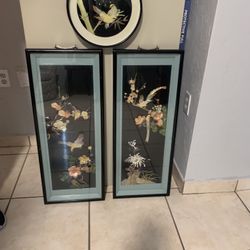 Vintage Oriental Wall Decor And Clock Set 