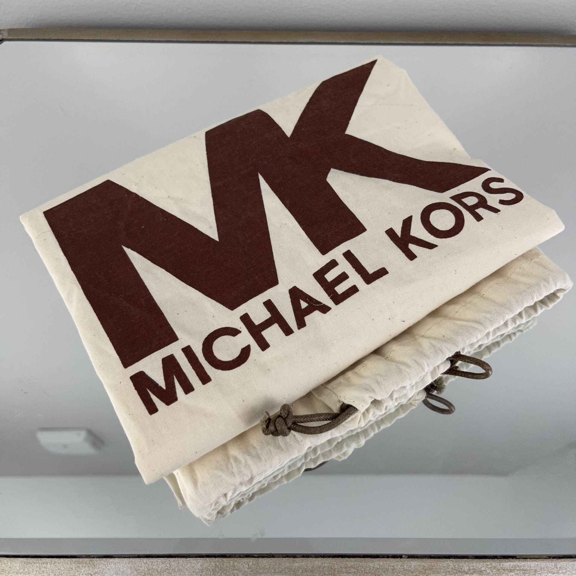 MICHAEL KORS Beige Creme Brown Logo Drawstring Tote Dust Bag