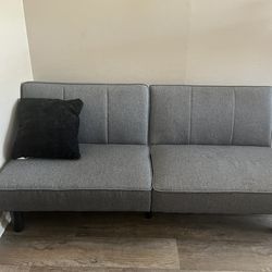Gray Futon Sofa - Clean, Great Condition - Moving Sale