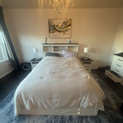 For Sale Bed Frame, Night Stands , Lights And Mattress 