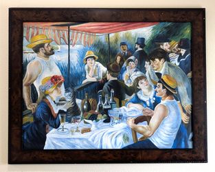 Vintage Oil on Canvas After Renoir Luncheon of the Boating Party Framed