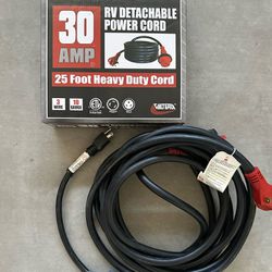 30 AMP RV Cord And dogbone Adapter. 25 Foot Cord, Heavy Sure