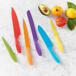 6 Colored Steel Knives - Guards included