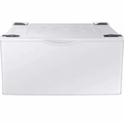 SAMSUNG 27-Inch Washer Dryer Pedestal Stand w/ Pull Out Laundry Storage Drawer, Stainless Steel, WE402NW/A3, White