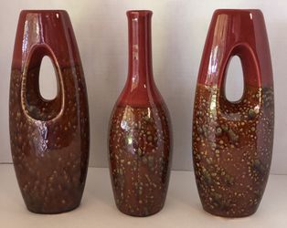 🙋‍♀️ #23 - 3 Pc Rust and Brown Pop Glaze Vases