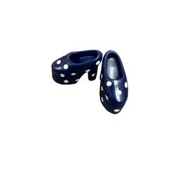 Vtg Barbie Doll Size Shoes - Navy Polka Dot Platforms