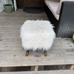 Faux Stool - White And Gold 