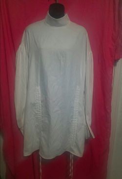 Vintage Style Mock Neck Ruched Drawstring Tunic Shirt Dress