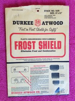 Durkee Atwood Frost Shield Size 8"x12" Side Window Vintage