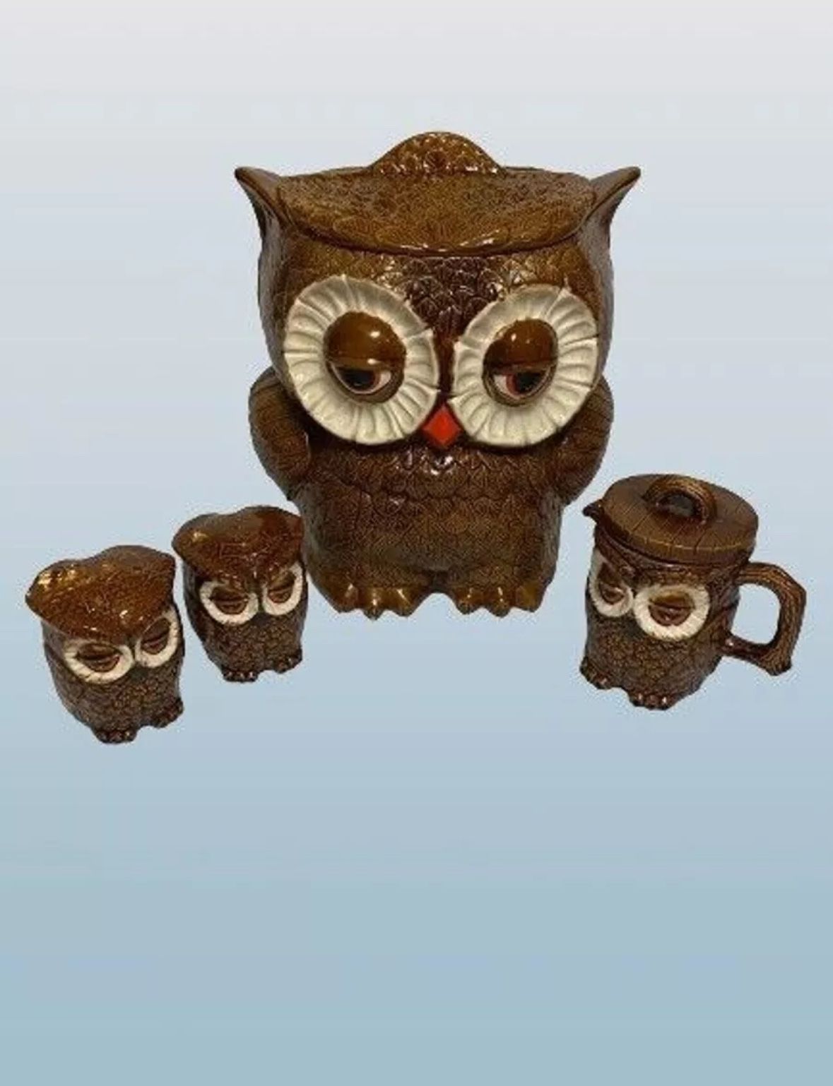 Vintage Owl Cookie Jar Set