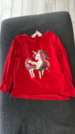 Kids Red Long Sleeve Unicorn Shirt