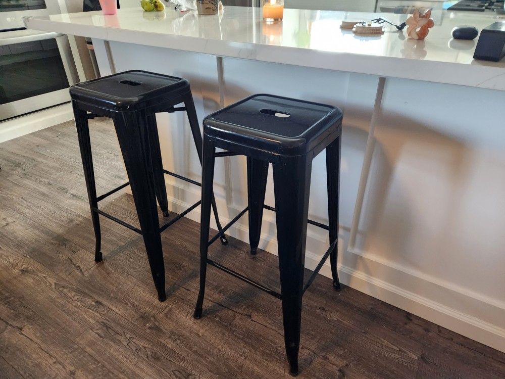 Black Industrial Metal Bar Stools