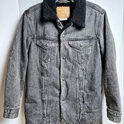 Vintage LEVI’S Jean TRUCKER Jacket Sherpa Lined Men’s XS Denim Acid Black