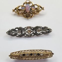 3 Vintage Costume Jewelry Pins