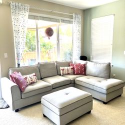 Reversible Sectional Sofa Couch With Ottoman