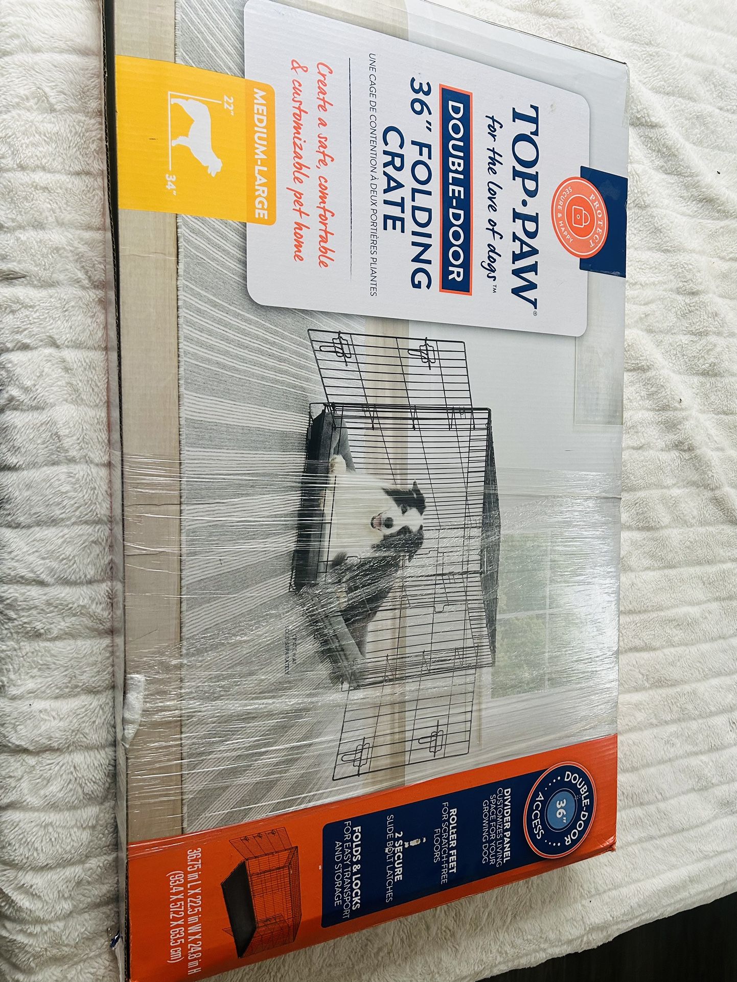 Top Paw® Double Door 36'' Folding Wire Dog Crate with Divider Panel