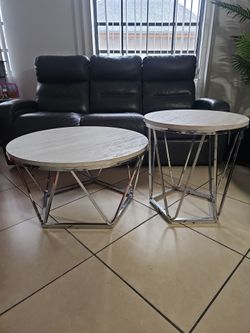 Juego de mesas de Madera y metal