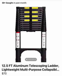 Telescoping Ladder, 12.5 FT Aluminum Lightweight Extension Ladder