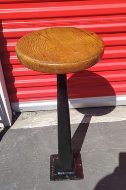 Vintage Oak cast iron stool