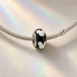 Pandora Disney Mickey Mouse Black Murano Glass Bead – Sterling Silver Charm