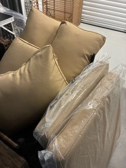 BRAND NEW Assembled Tan Rattan Sofa with coffee table set -Delivery Available