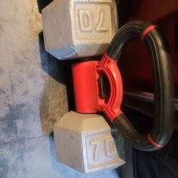 70Lbs Solid Steel Dumbells