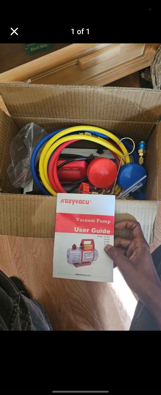 VACUUM Pump For Cars And Trucks With Gauge Manifold Set
