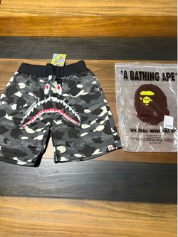 BAPE grey camo shorts with red accents Size XL