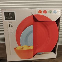 “NEW” 12-PIECE DINNERWARE SET” in VIBRANT ASSORTED COLORS!(Melamine) Perfect for BBQ or Picnics! 🌬️🍃🌞