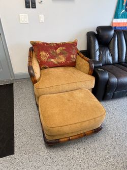 Bamboo Frame Accent Chair with Ottoman Tommy Bahama