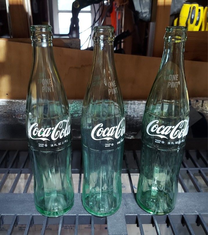 Coca-Cola Bottles 16 Oz ,Three , 1968 Hobbleskirt