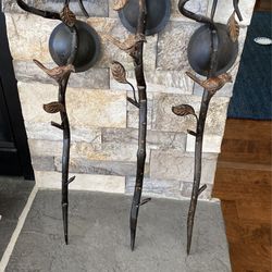 Set Of  4 Bronze Metal Bird/Leaf Wall Candle Holders 