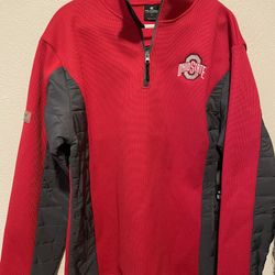 Ohio State OSU Buckeyes Colosseum Athletics Red 1/4 Zip Puff Jacket Men's NEW