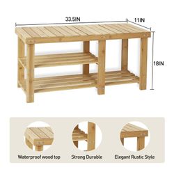 ECOMEX 3-Tier Bamboo Bench, functional and space-saving Modern furniture Piece.
